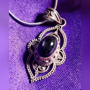 Elegant Obsidian Pendant Necklace